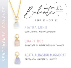 Colier Horoscop cu 3 pietre Semipretioase - Sentimente Gravate