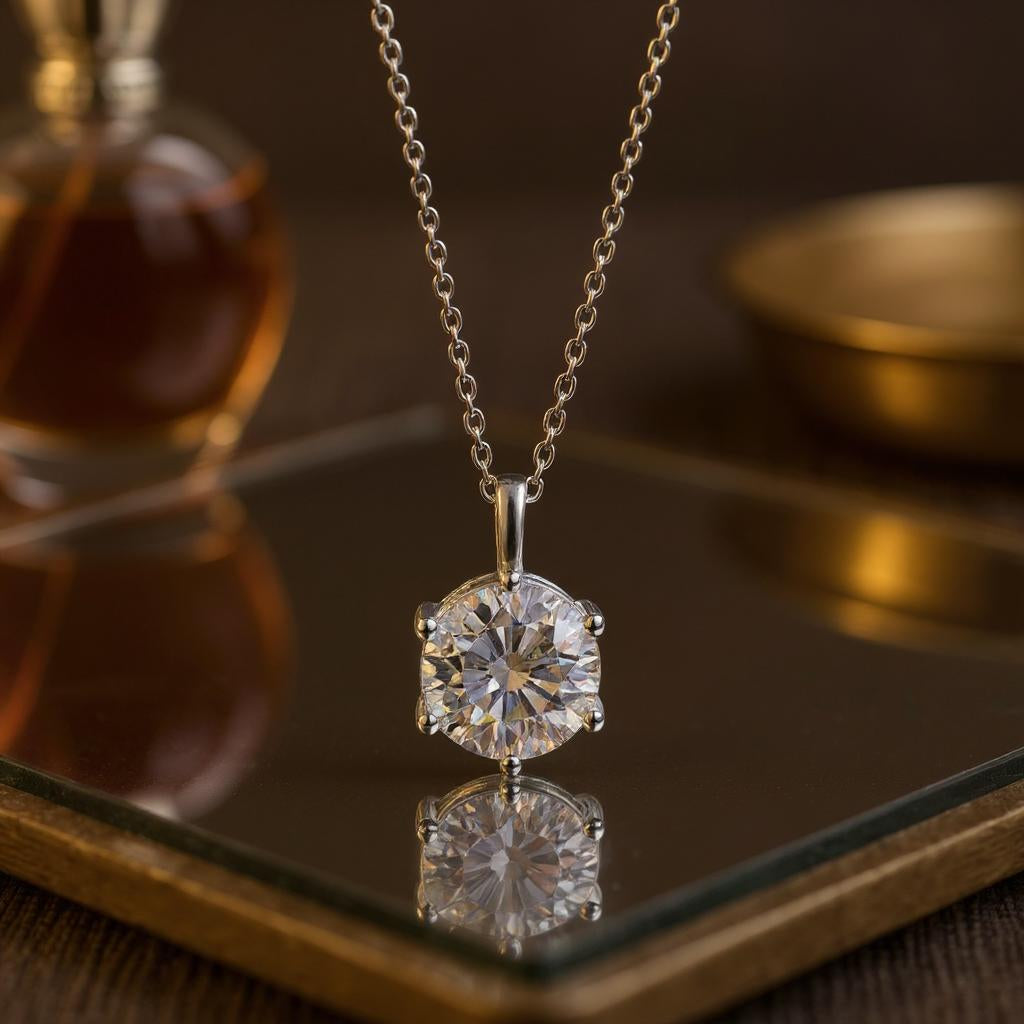 Colier din Argint 925 cu Diamant Moissanit de un Carat - Sentimente Gravate