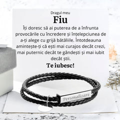 de la Parinti pentru Fiu| Bratara Piele Tori - Sentimente Gravate