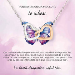 De la Sot pentru Sotie| Felicitare Fluture Violet - Sentimente Gravate