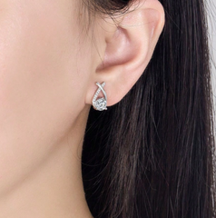 Cercei Argint Lacrima Stelei cu Diamant Moissanite de 0.5 Carate - Sentimente Gravate