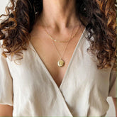 Pandantiv Rotund Placat cu Aur 18K -cu poza in interior si mesaj personalizat Gravura + Cadou - Sentimente Gravate