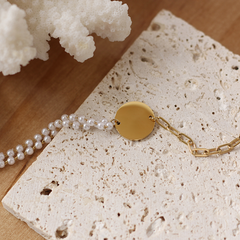 Bratara Personalizata Placata cu Aur 18K tip Banut cu Perle - Sentimente Gravate