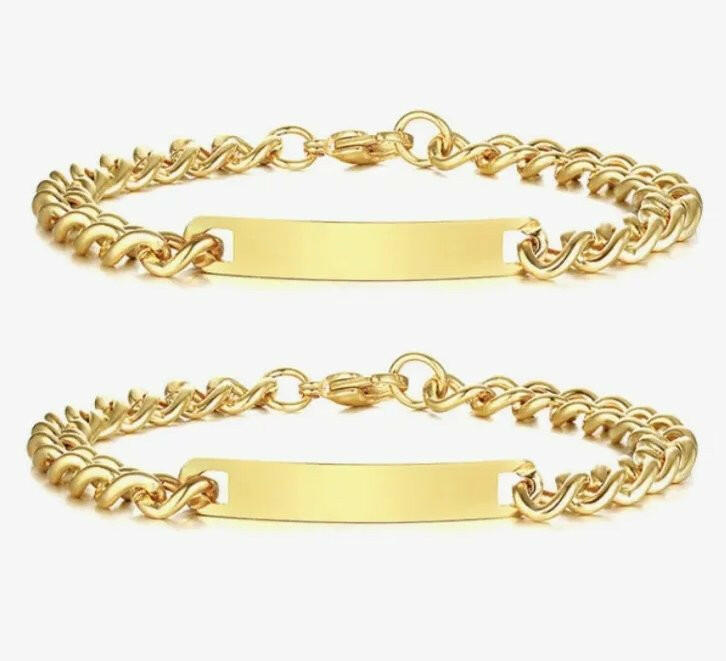 Set - 2 Bratari Placate cu Aur 24K Personalizata + Cadou - Sentimente Gravate