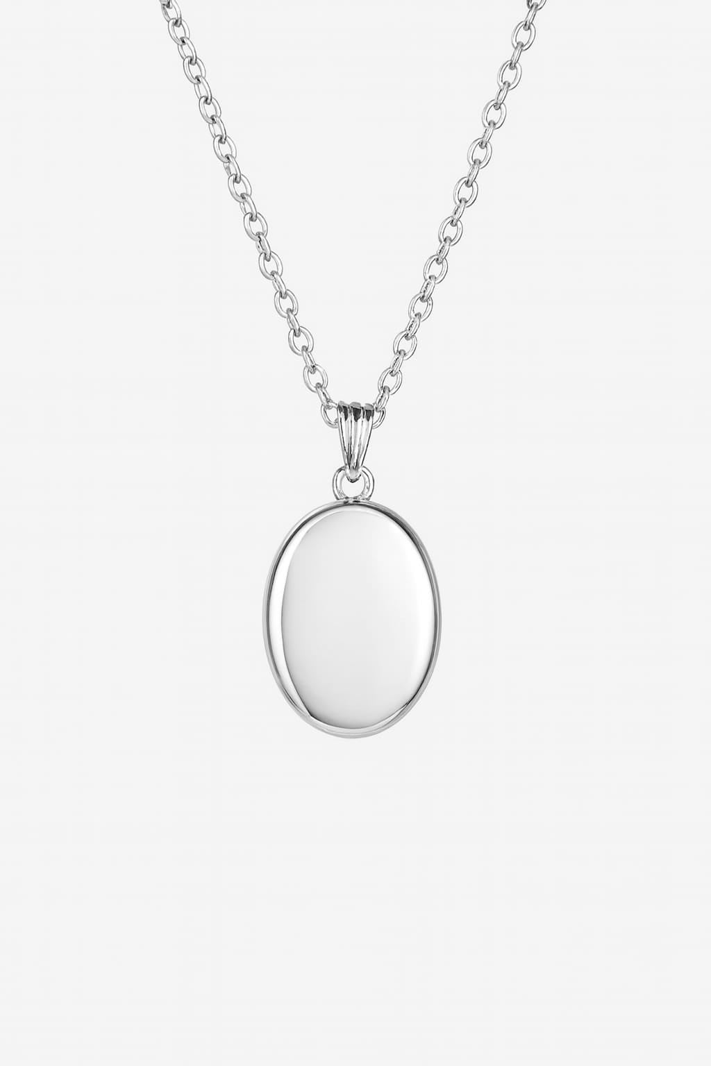 Pandantiv Oval din Argint 925 cu Poze și Mesaj Personalizat - Sentimente Gravate