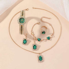 Set de lux Olivia de dama cu ceas, bratara, colier, cercei si inel