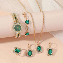 Set de lux Olivia de dama cu ceas, bratara, colier, cercei si inel