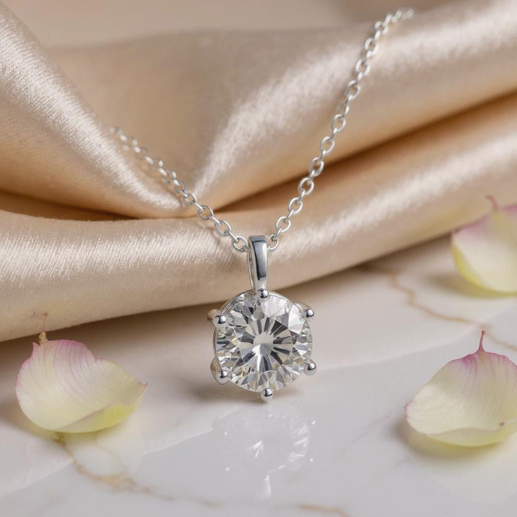 Colier din Argint 925 cu Diamant Moissanit de un Carat - Sentimente Gravate