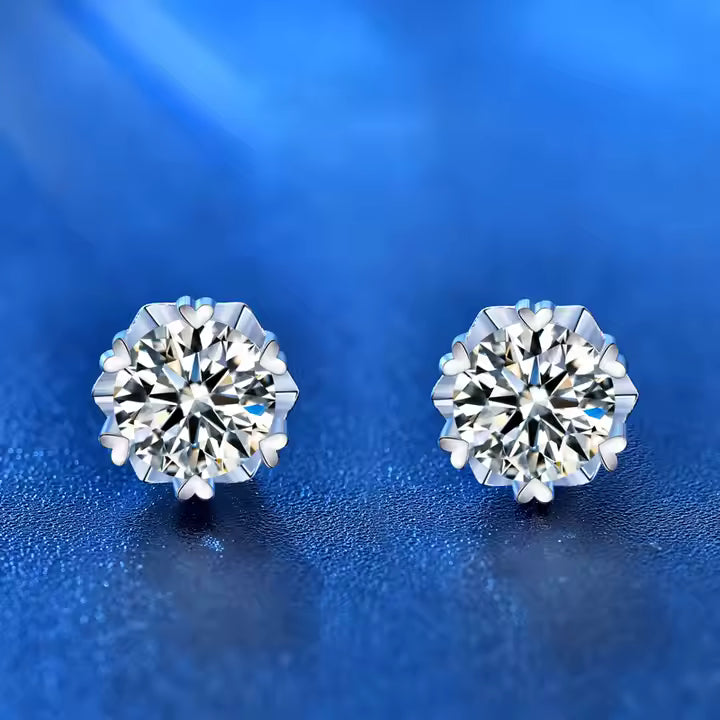 Cercei Argint Eclipsa Inimii cu diamant Moissanite de 0.5 Carate - Sentimente Gravate