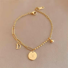 Bratara Personalizata Placata cu Aur 18K cu Banut + Cadou - Sentimente Gravate