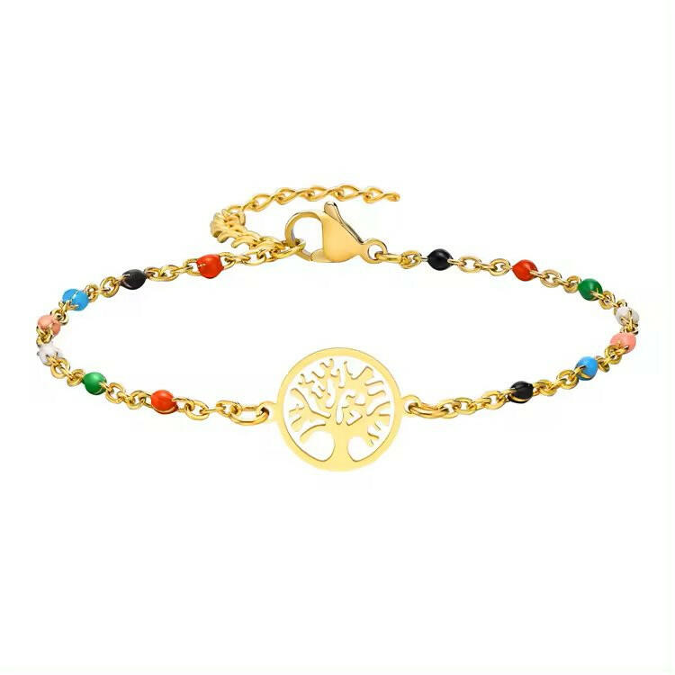 Bratara Placata cu Aur 18K cu margele - Sentimente Gravate