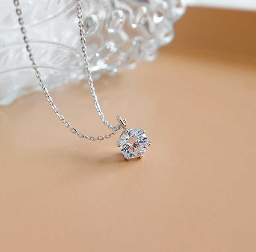 Colier din Argint 925 cu Diamant Moissanit de un Carat - Sentimente Gravate