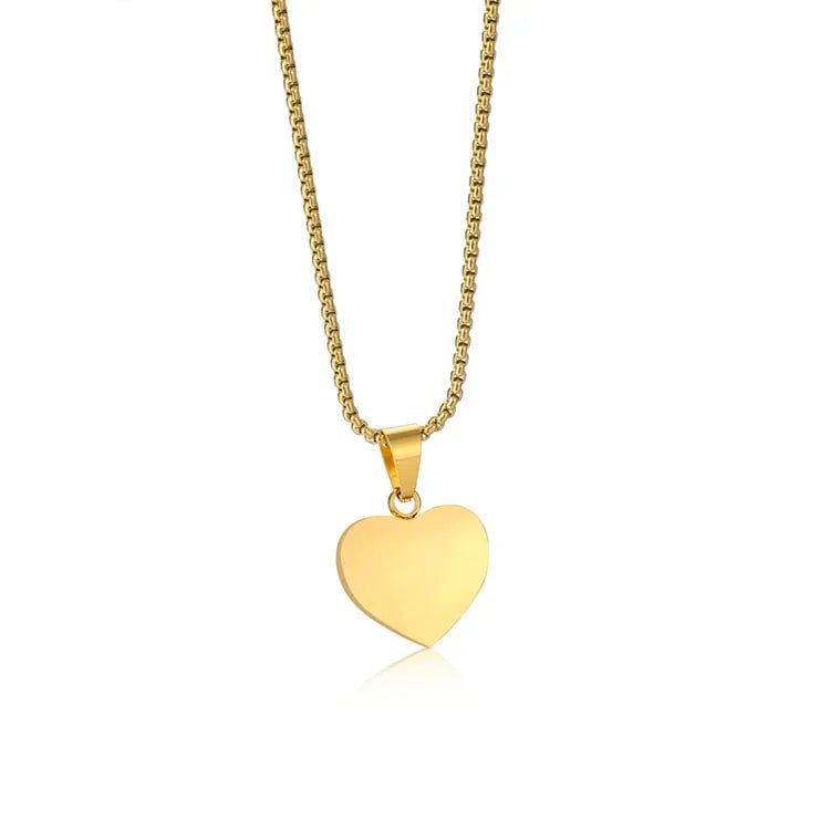 Lant cu Pandantiv Inima Placat cu Aur 18K -personalizat + Cadou - Sentimente Gravate