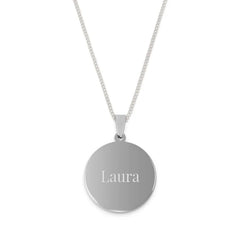 Lant cu Pandantiv Rotund Argintiu -personalizat + Cadou - Sentimente Gravate