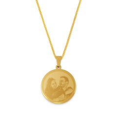 Lant cu Pandantiv Rotund Placat cu Aur 18K -personalizat + Cadou - Sentimente Gravate