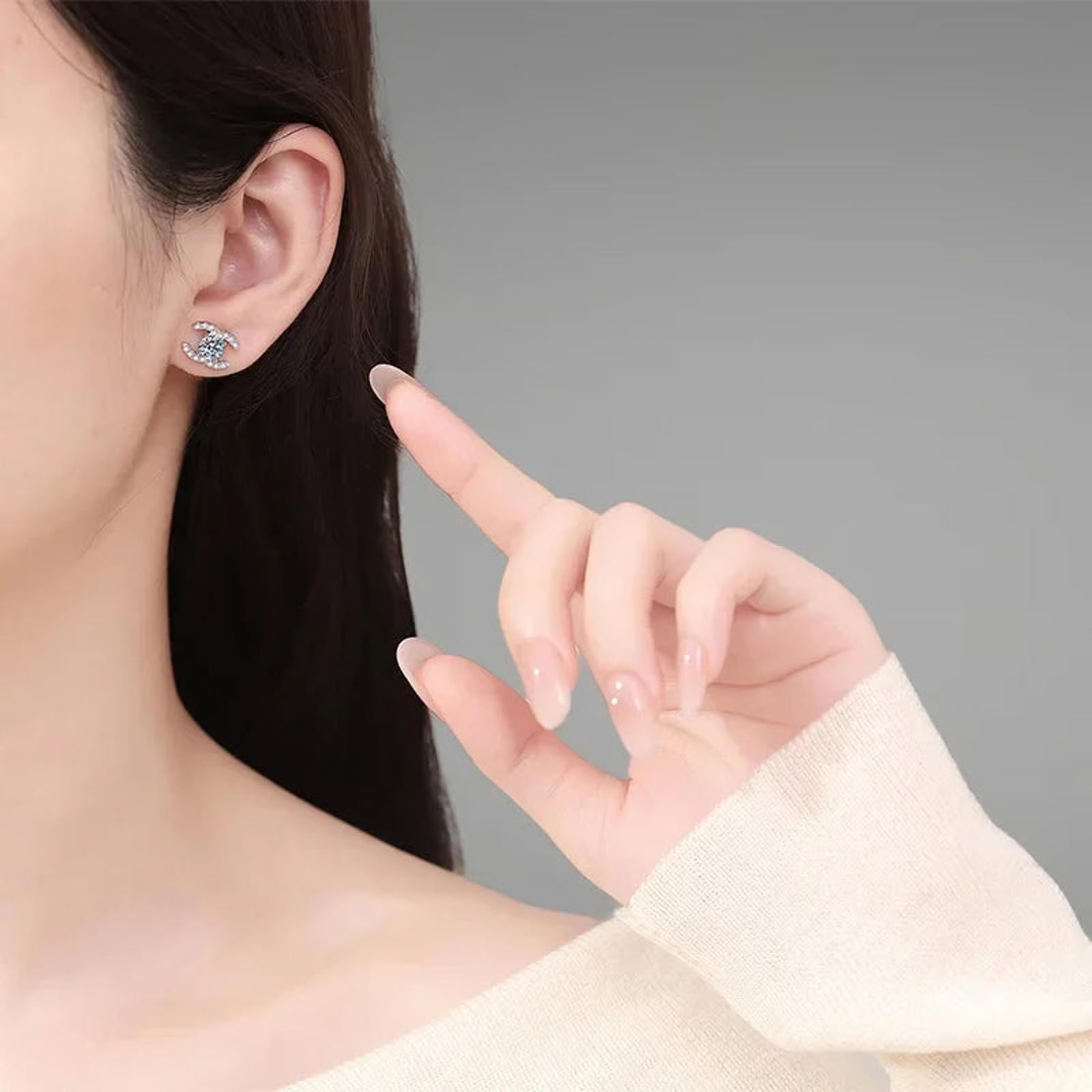 Cercei Argint Aura Eternă cu diamant Moissanite de 0.5 Carate - Sentimente Gravate