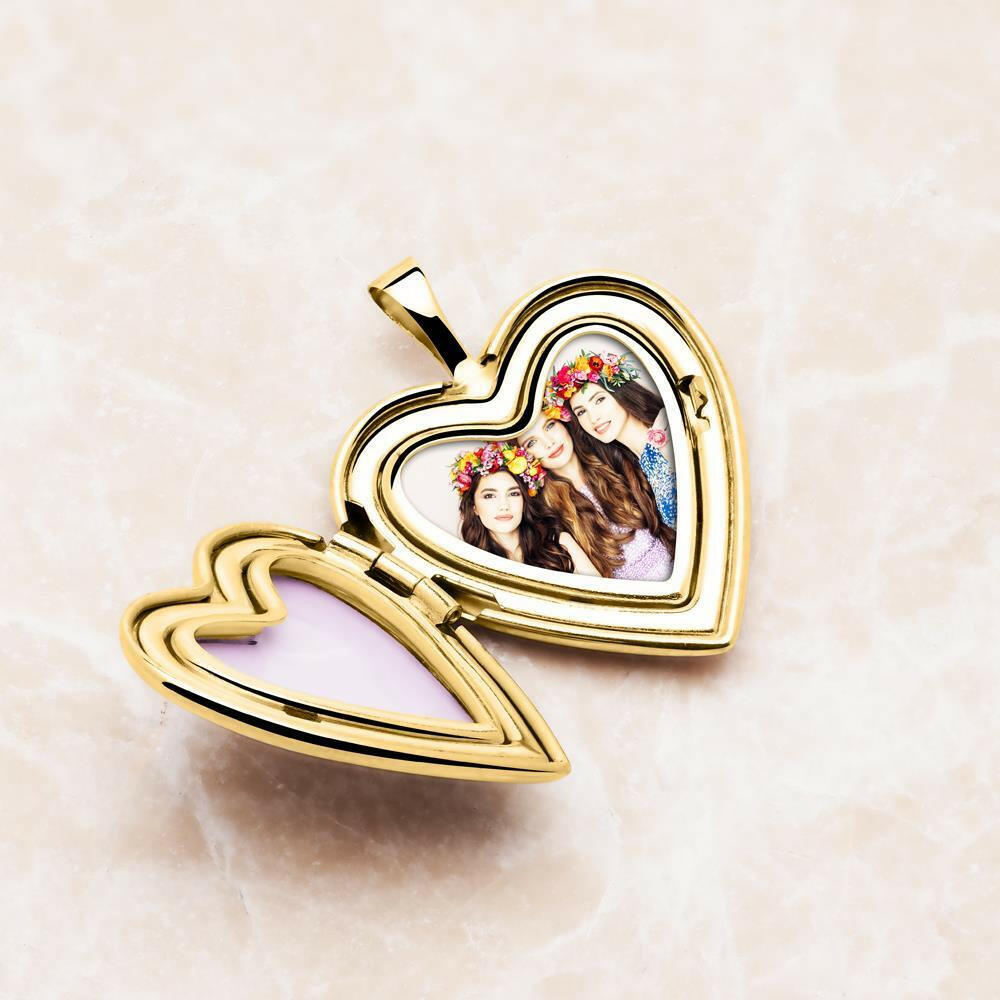 Pandantiv Inima Placat cu Aur 18K -cu poza in interior si mesaj personalizat Gravura + Cadou - Sentimente Gravate