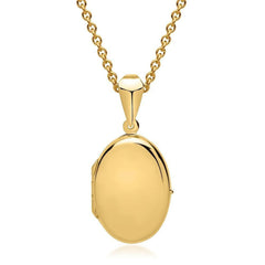 Pandantiv Oval Placat cu Aur 18K -cu poze in interior si mesaj personalizat Gravura + Cadou - Sentimente Gravate