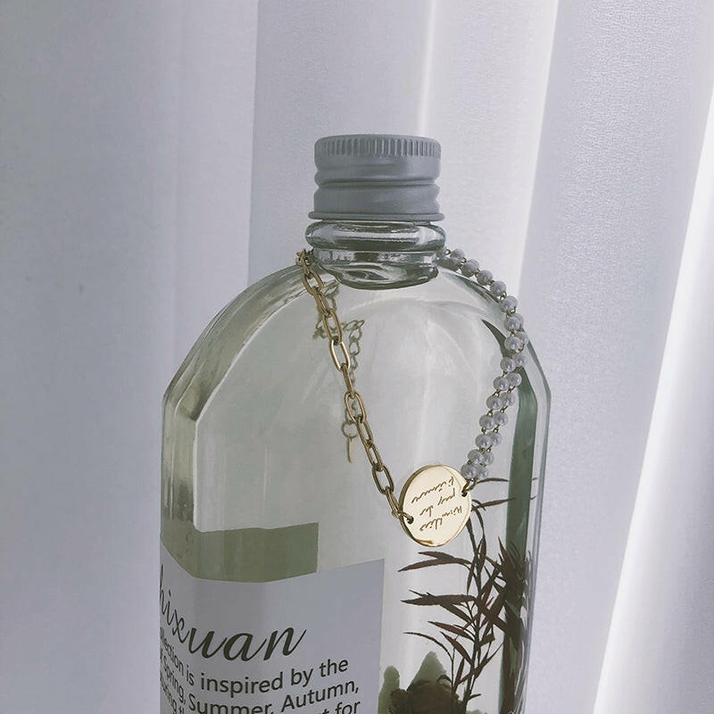 Bratara Personalizata Placata cu Aur 18K tip Banut cu Perle - Sentimente Gravate
