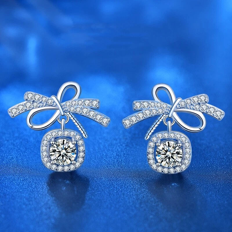 Cercei Argint Noapte Imperiala cu diamant Moissanite de 0.5 Carate - Sentimente Gravate