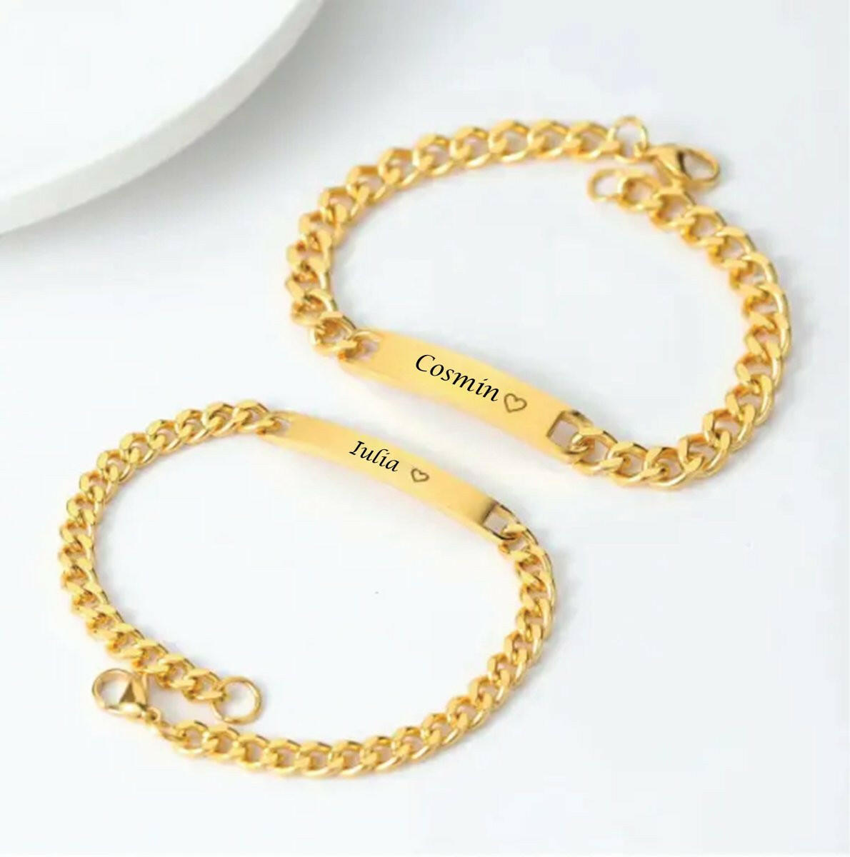 Set - 2 Bratari Placate cu Aur 24K Personalizata + Cadou - Sentimente Gravate