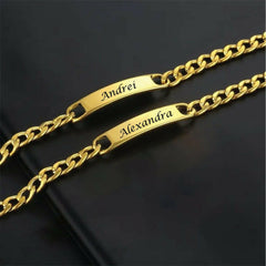 Set - 2 Bratari Placate cu Aur 24K Personalizata + Cadou - Sentimente Gravate