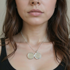 925 ezüst kerek medál fotókkal és személyre szabott üzenettel